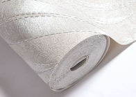 湿気の居間のための防止の銀製の白い葉パターン壁紙