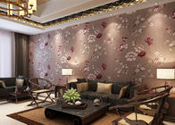 居間のための花パターンが付いている贅沢なコーヒー色の国のビニールの壁紙