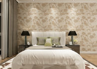 Khaki Color 3D Floral Wallpaper for Wall Decoration / PVC  Wall Coverings