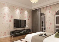 Eco - friendly Light Pink Country Floral Wallpaper , Bedding Room Vinyl Wall Coverings