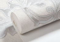 帯電防止室内装飾のためのアイボリーの白いダマスク織パターン ビクトリア朝の壁紙