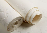 Simple Pure White Non woven Wallpaper Modern Style Flock Surface