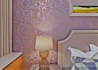 Embossed Removable European Style Purple Flower Wallpaper For TV Background