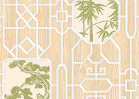 タケおよび木の幾何学的な印刷の中国様式の壁紙によって模倣される木製の穀物