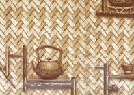 自己接着タケ編む茶鍋パターン ポリ塩化ビニール部屋の装飾の壁紙