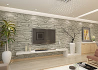 居間のための灰色の石造りパターンが付いている流行の取り外し可能なのど3Dの煉瓦効果の壁紙