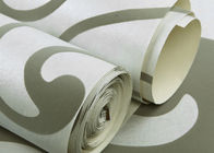 0.53*10mのビロードの家の装飾のための織り目加工の壁紙、白いおよび緑のビロードの壁紙