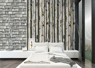 灰色の樺の木の家3dの壁紙/有毒な居間の壁紙熱絶縁材無し