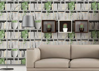 起点の3Dを印刷する緑の植物および本は喫茶店のための現代簡潔な様式の壁紙を張ります